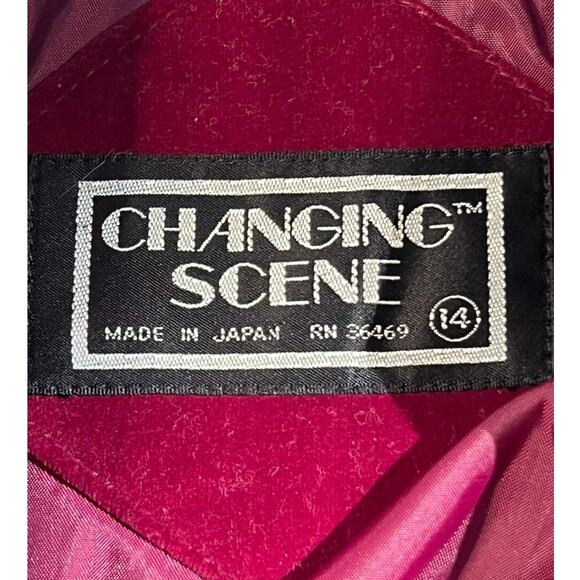 Vintage Changing Scene Velour Two Button Blazer Size 14 Berry Red Wine Cosplay - Picture 4 of 10